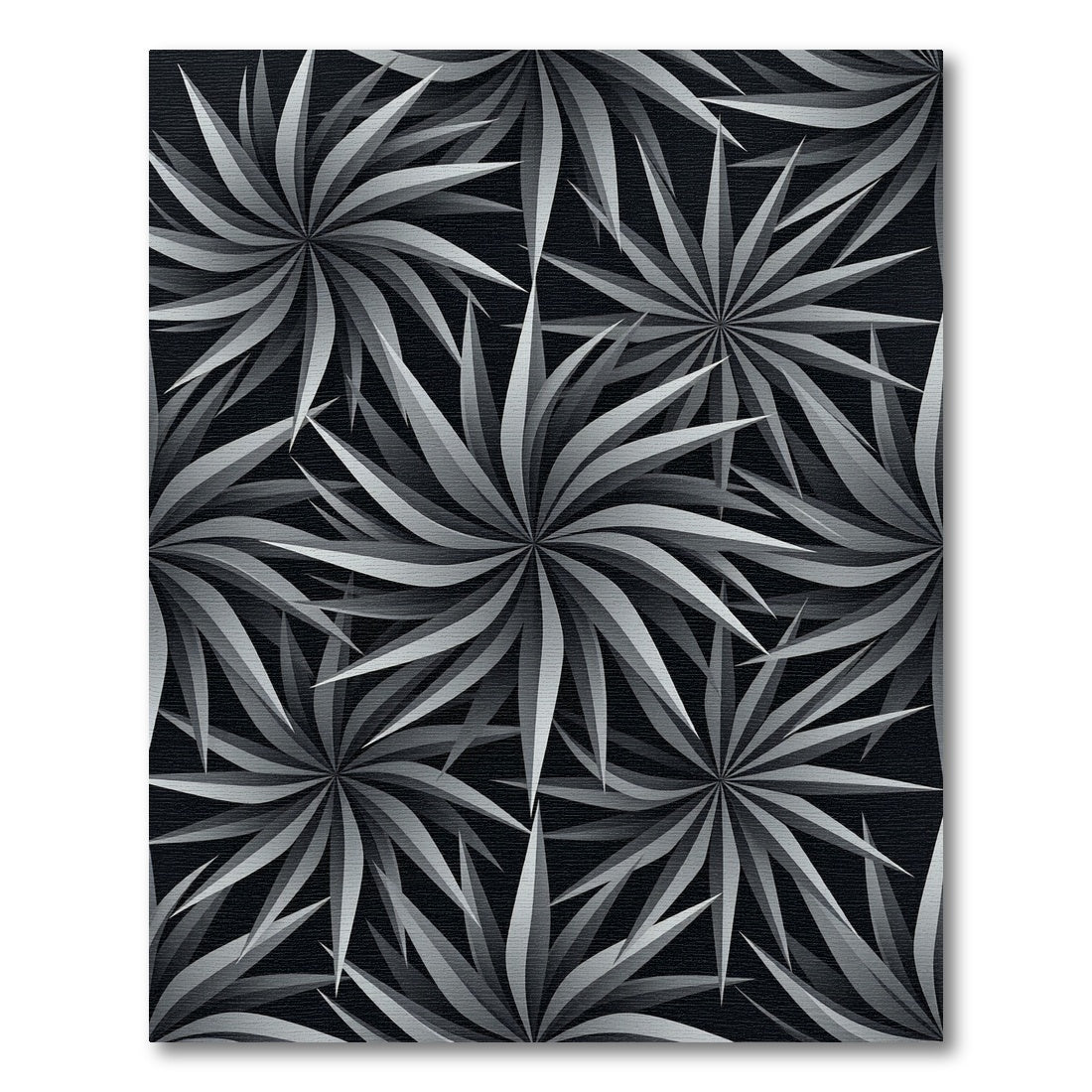 Modern Monochrome Botanical Starburst Art Rug
