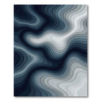 Deep Blue Layered Wave Abstract Rug