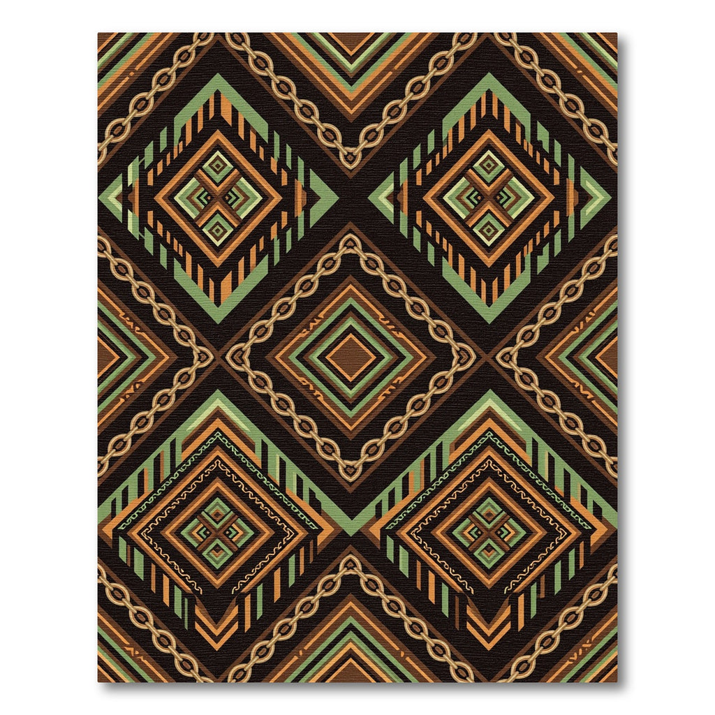 Geometric Earth Tone Chain Diamond Rug