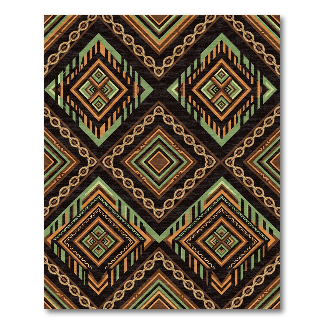Geometric Earth Tone Chain Diamond Rug