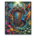 Enchanted Peacock Garden Rose Gate Rug