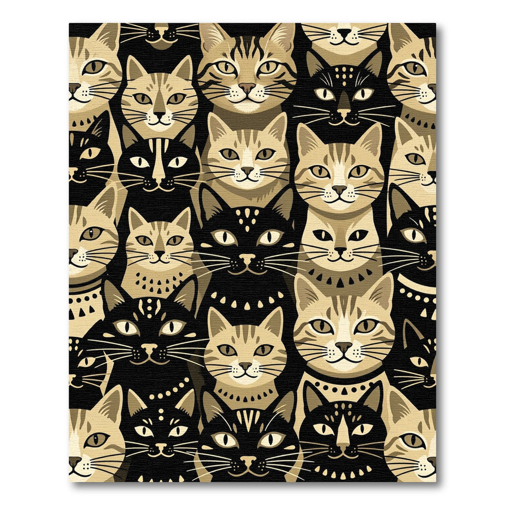 Modern Black and Golden Tabby Cats Rug