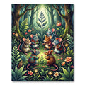 Whimsical Forest Mice Woodland Enchanted Meadow Rug