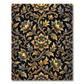 Luxurious Black Gold Floral Damask Rug