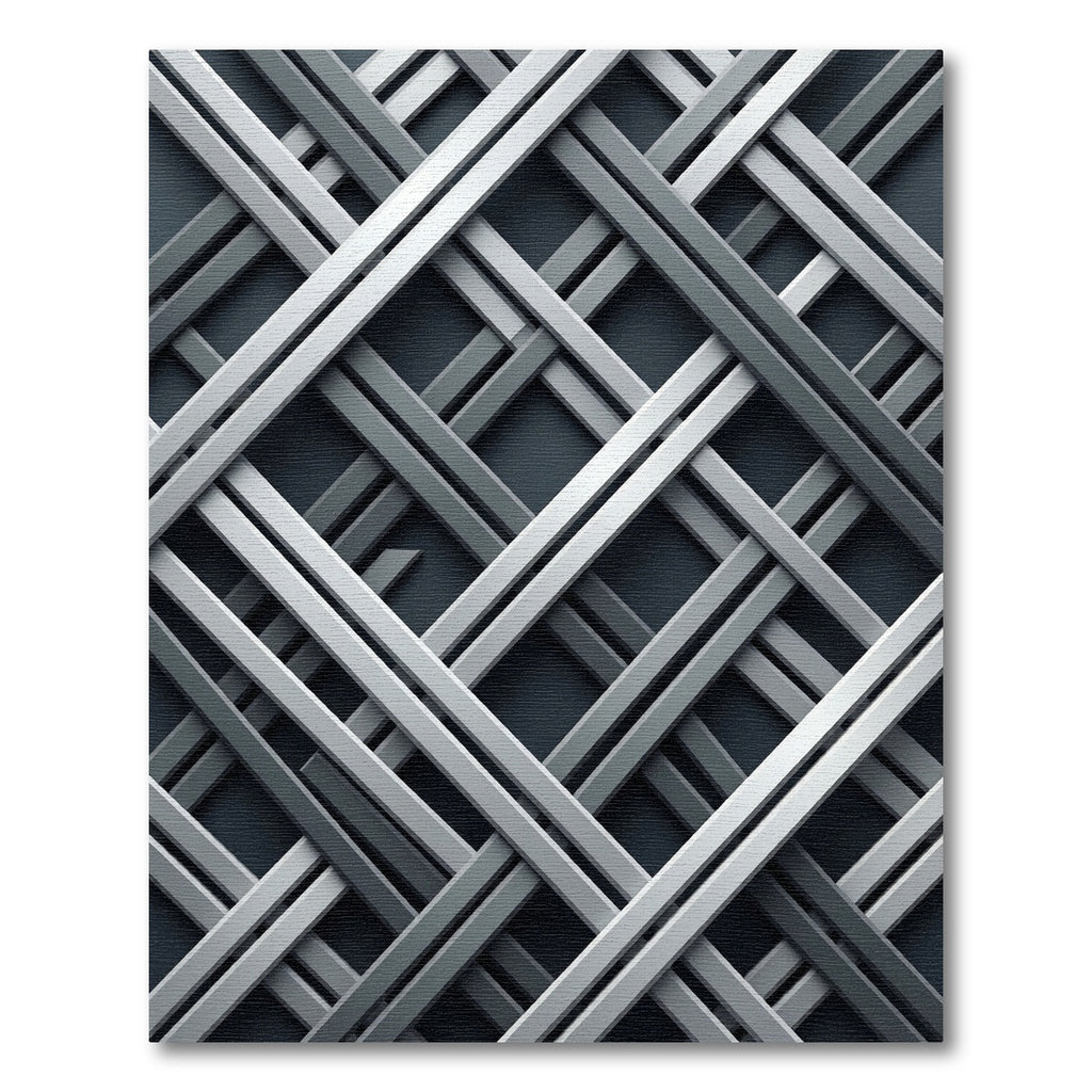 Modern Linear Metallic Crosshatch Gray Rug