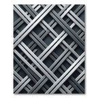 Modern Linear Metallic Crosshatch Gray Rug