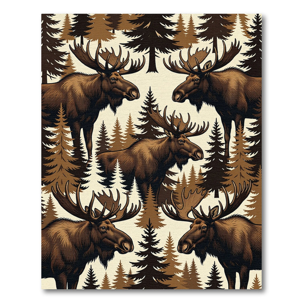 Brown Moose Forest Woodland Scene Rug