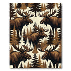 Brown Moose Forest Woodland Scene Rug
