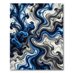 Deep Blue Ink Swirl Abstract Rug