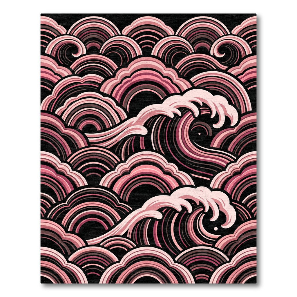Blush Pink Japanese Wave Art Rug