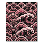 Blush Pink Japanese Wave Art Rug