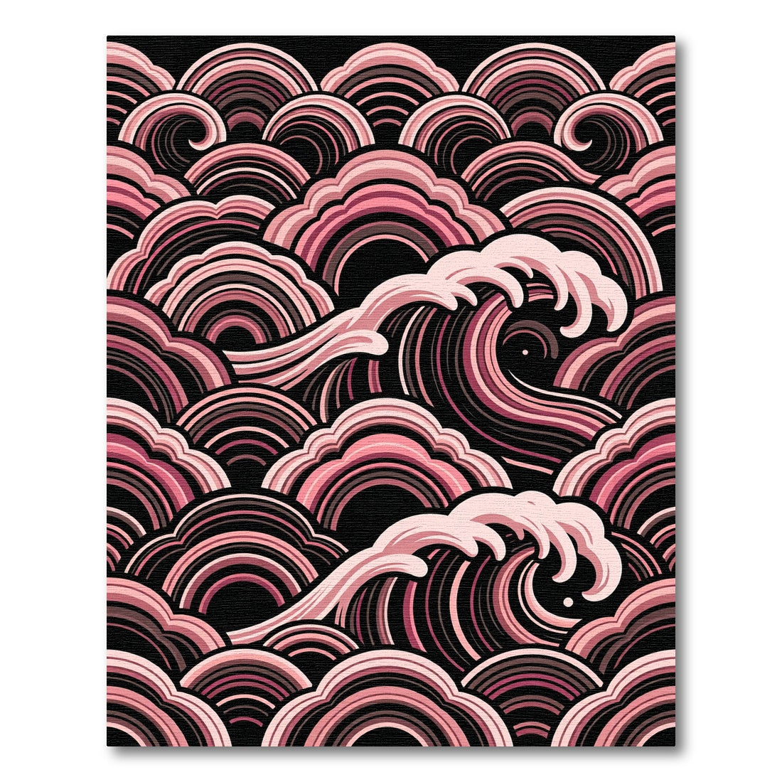 Blush Pink Japanese Wave Art Rug