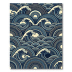 Japanese Navy Blue Circular Wave Ocean Rug