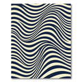 Modern Cream and Charcoal Wavy Stripe Rug