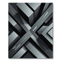 Monochrome Geometric Metallic Abstract Structural Illusion Rug