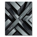 Monochrome Geometric Metallic Abstract Structural Illusion Rug
