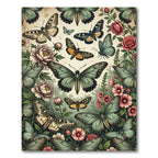 Botanical Sage Butterfly Garden Illustration Rug