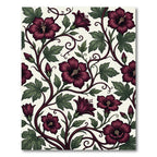Dark Burgundy Floral Botanical Vines Rug