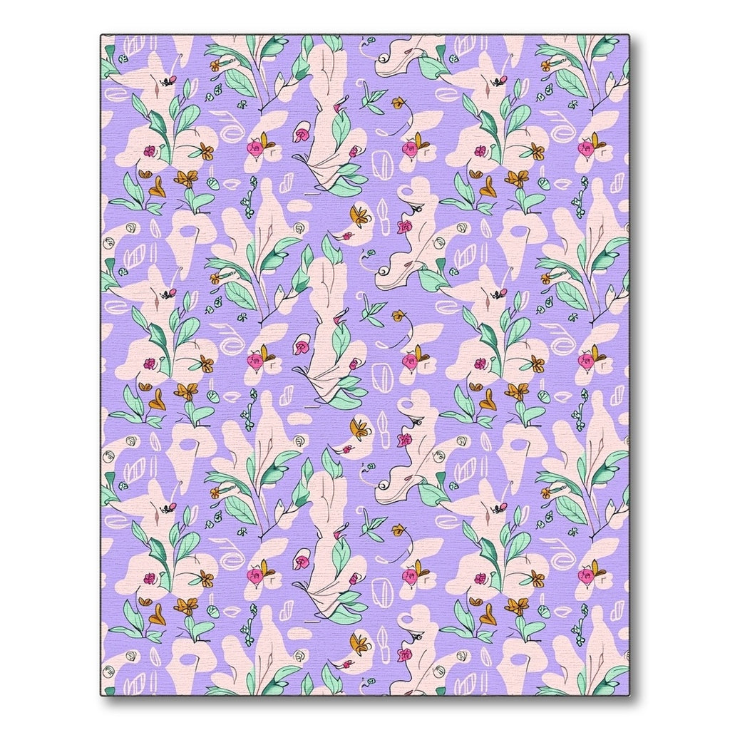Whimsical Lavender Floral Abstract Flow Rug