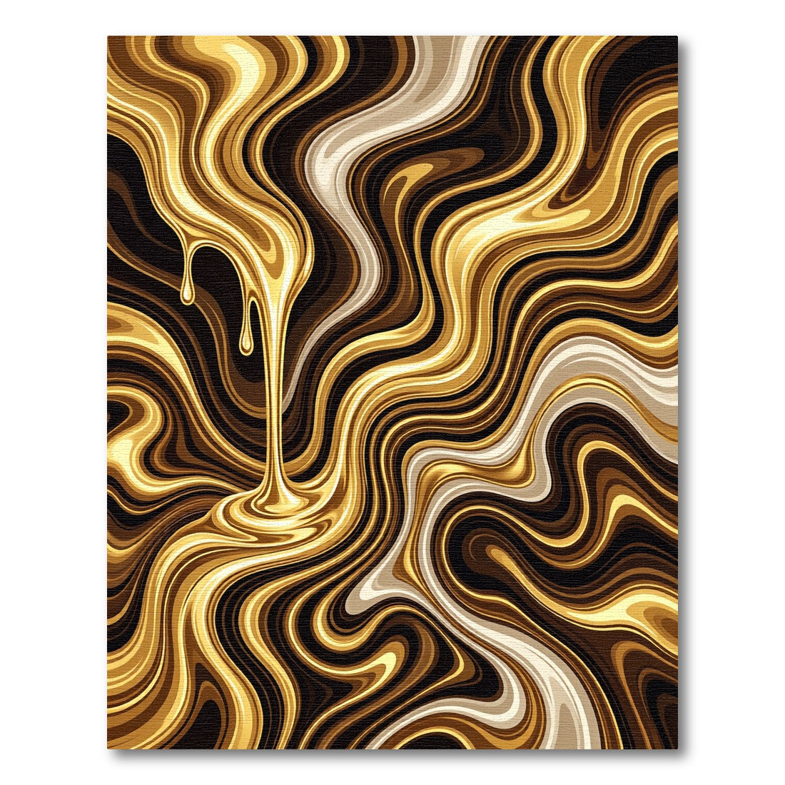 Liquid Gold Marble Swirl Abstract Art Rug