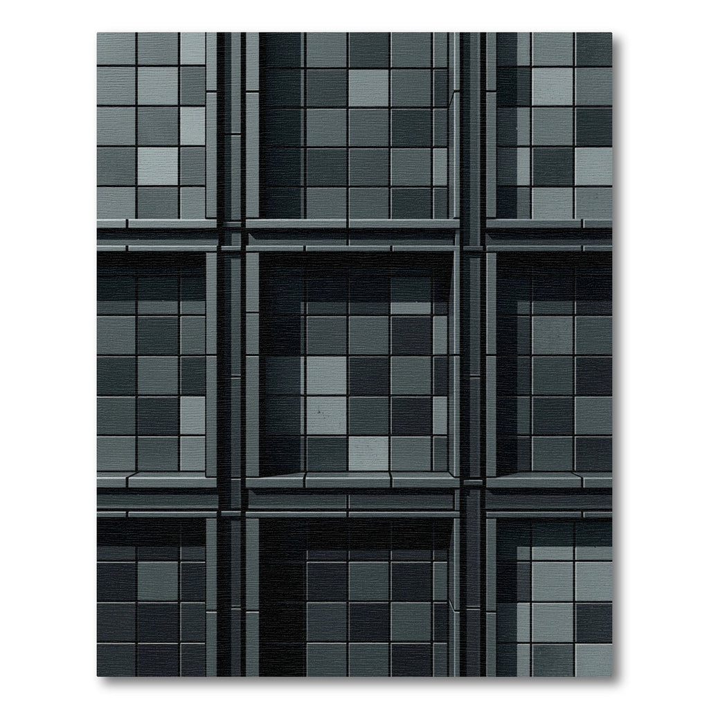 Charcoal Gray Tiled Grid Rug