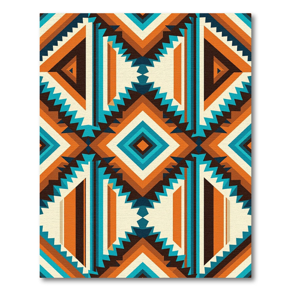 Vibrant Copper Teal Geometric Boho Rug