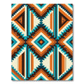Vibrant Copper Teal Geometric Boho Rug