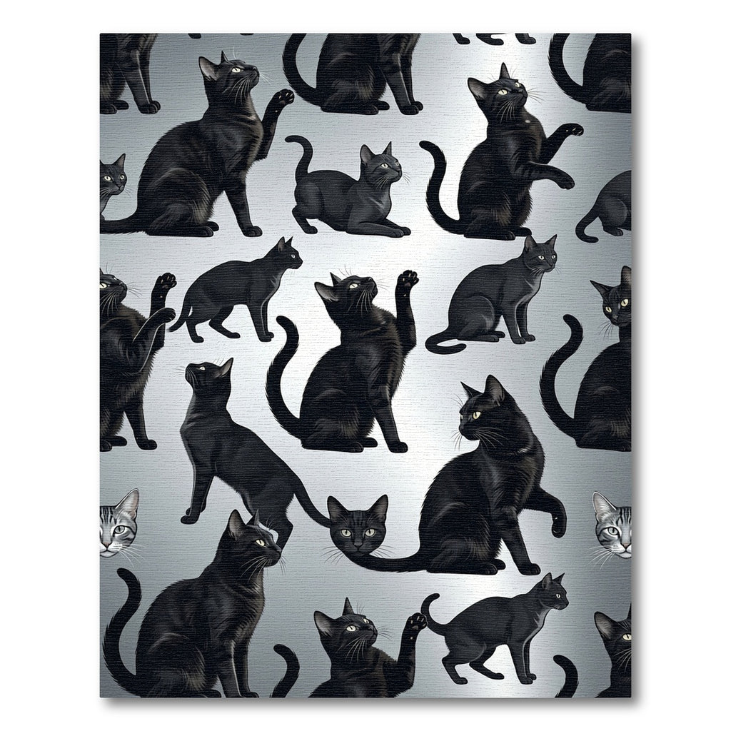 Playful Black Cats All Over Rug