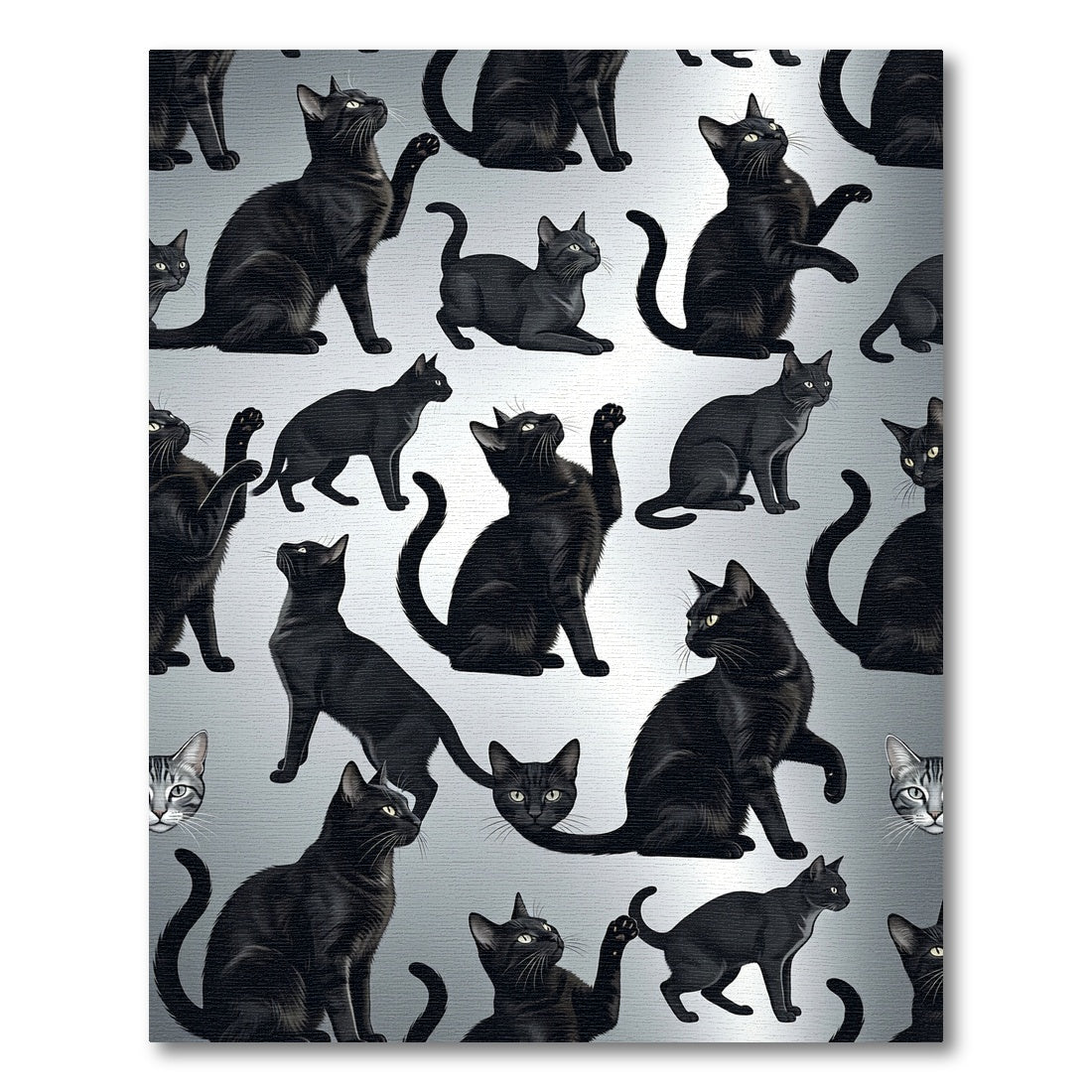 Playful Black Cats All Over Rug