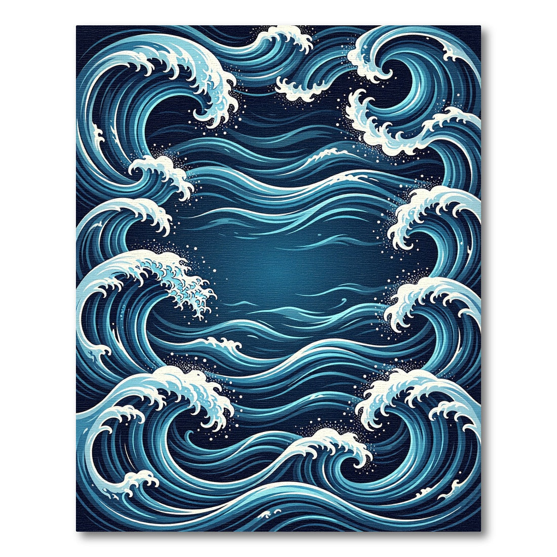 Japanese Ocean Wave Indigo Art Rug