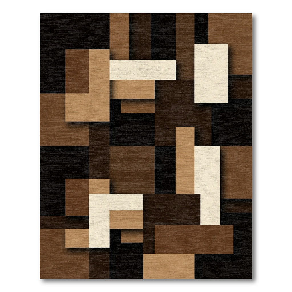 Modern Earthy Geometric Block Abstract Rug