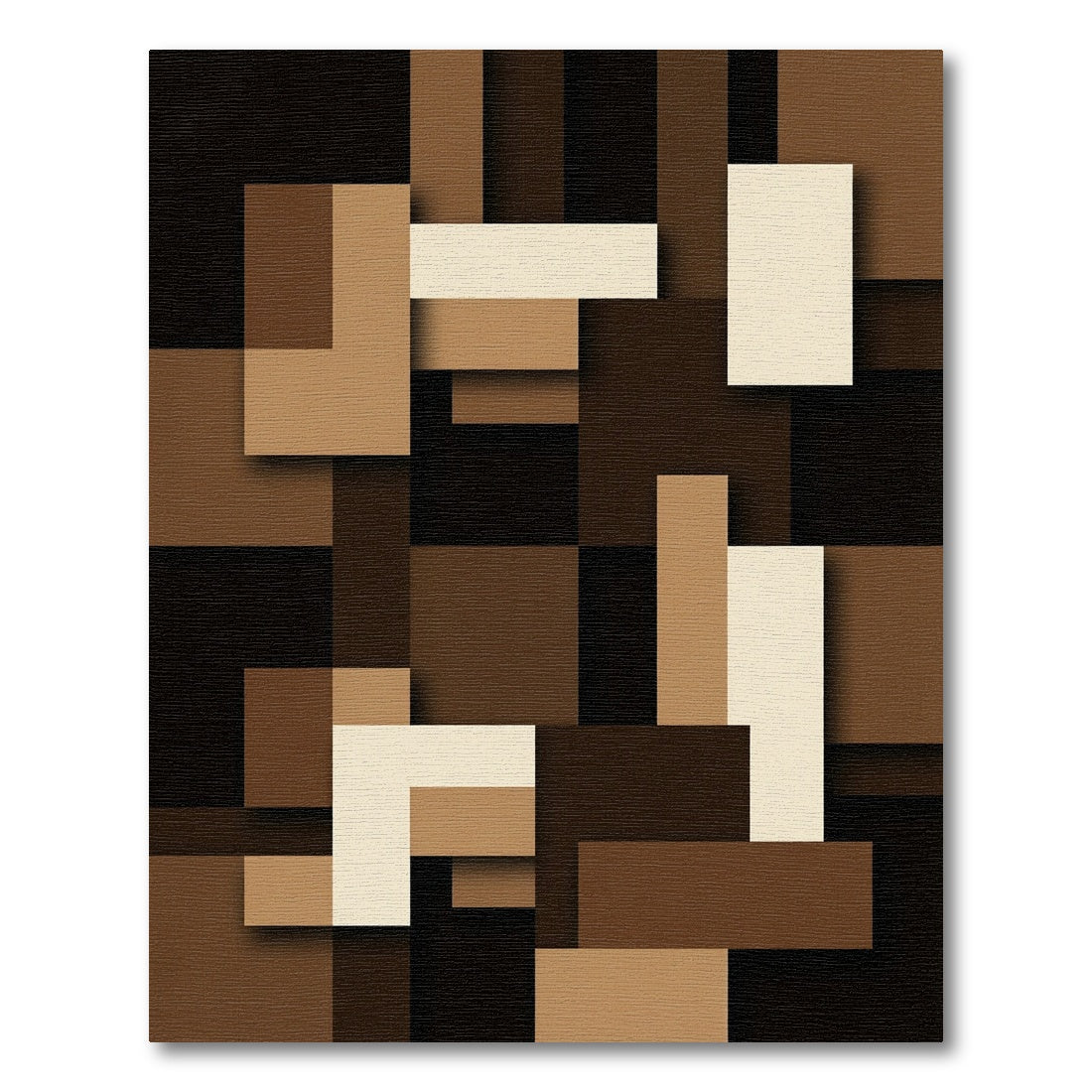 Modern Earthy Geometric Block Abstract Rug