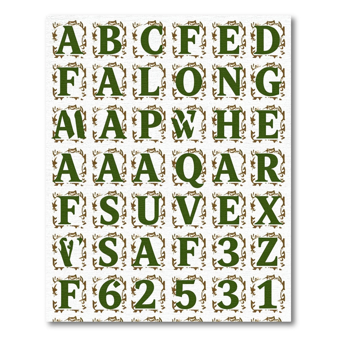 Green Embossed Alphabet Tiles Rug