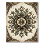 Vintage Neutral Floral Medallion Illustration Rug