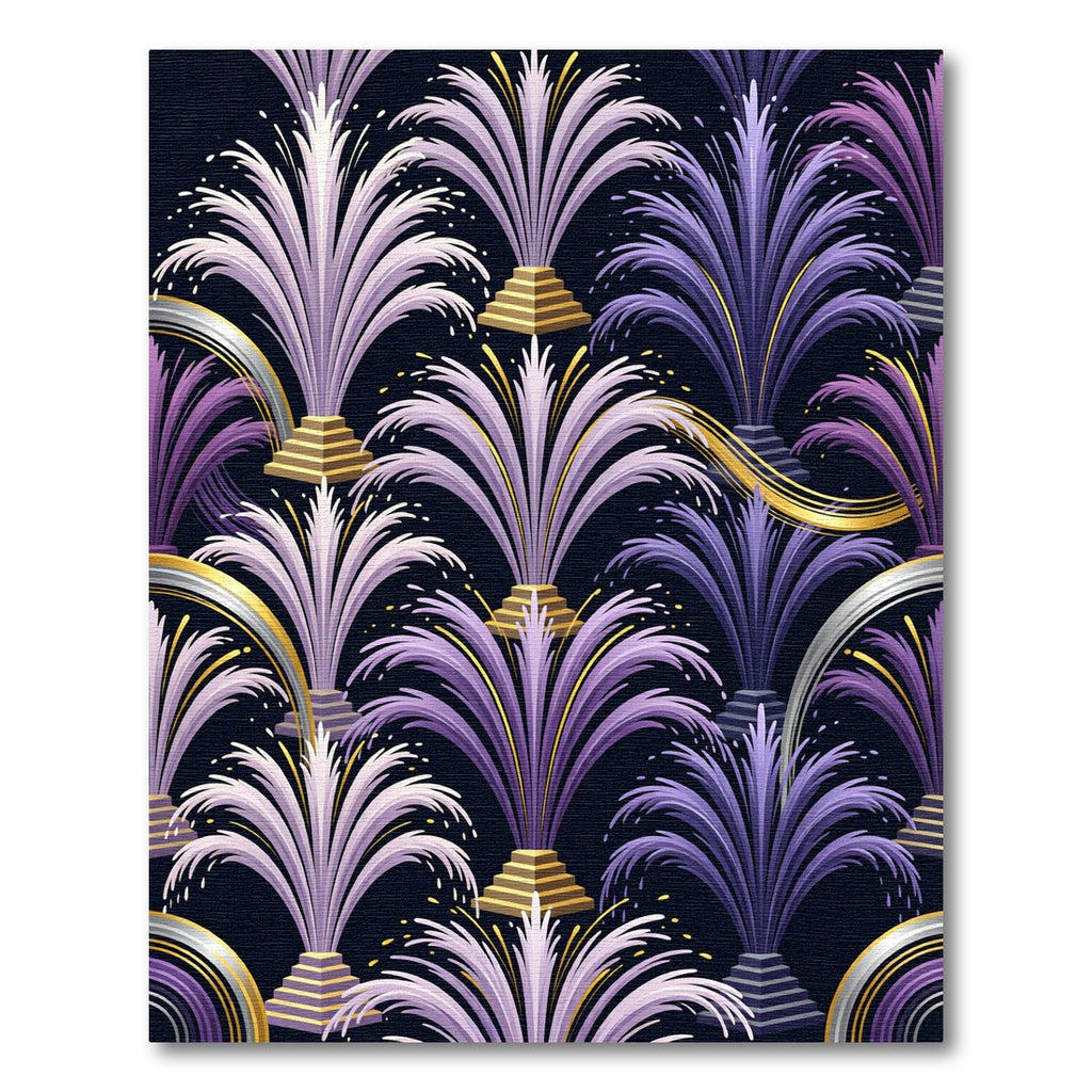 Art Deco Purple Golden Fountain Cascade Rug
