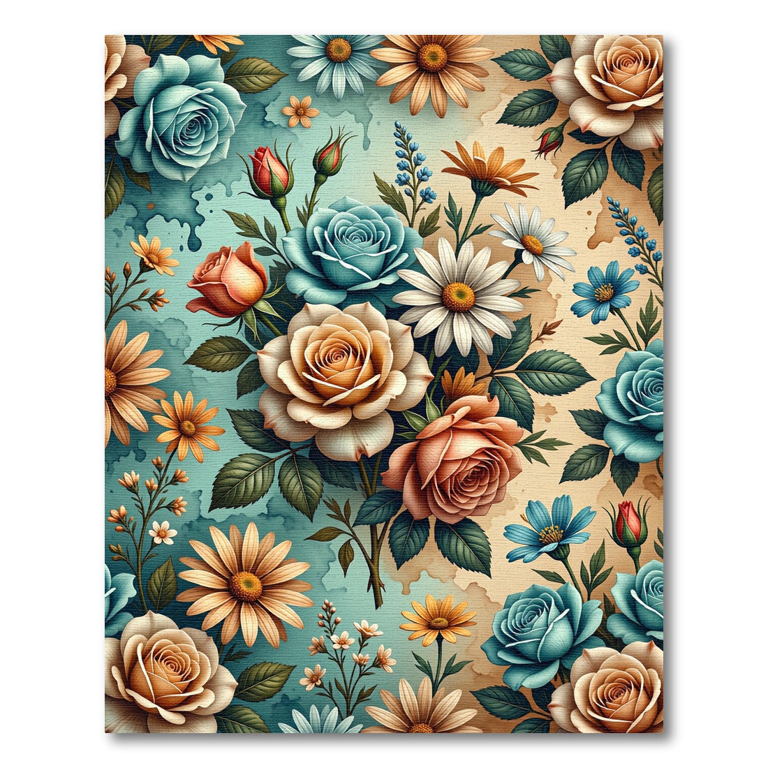 Watercolor Floral Bouquet Pastel Garden Rug