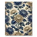 Navy Cream Chrysanthemum Floral Vines Rug