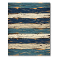 Distressed Navy and Cream Horizontal Planks Rug