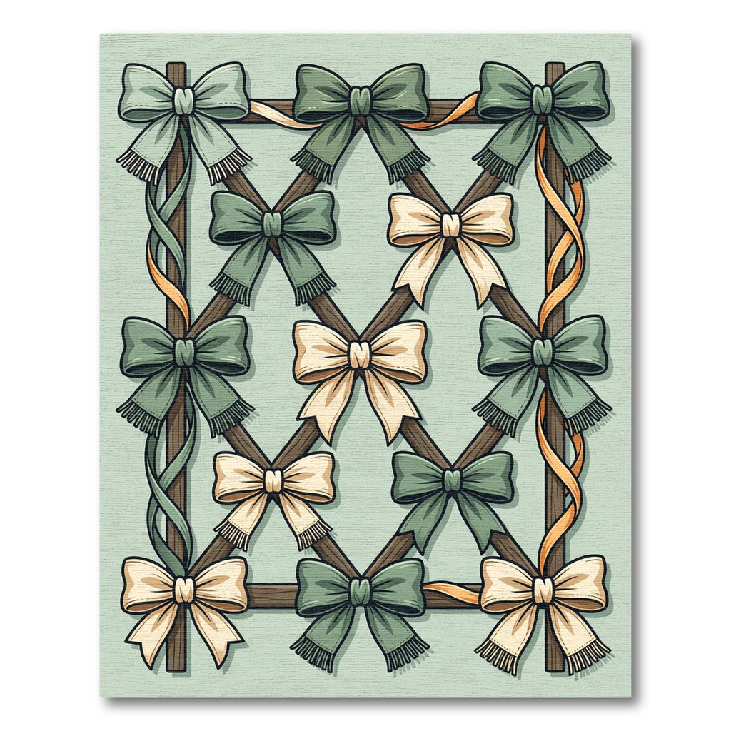 Sage Green Ribbon Trellis Bows Rug