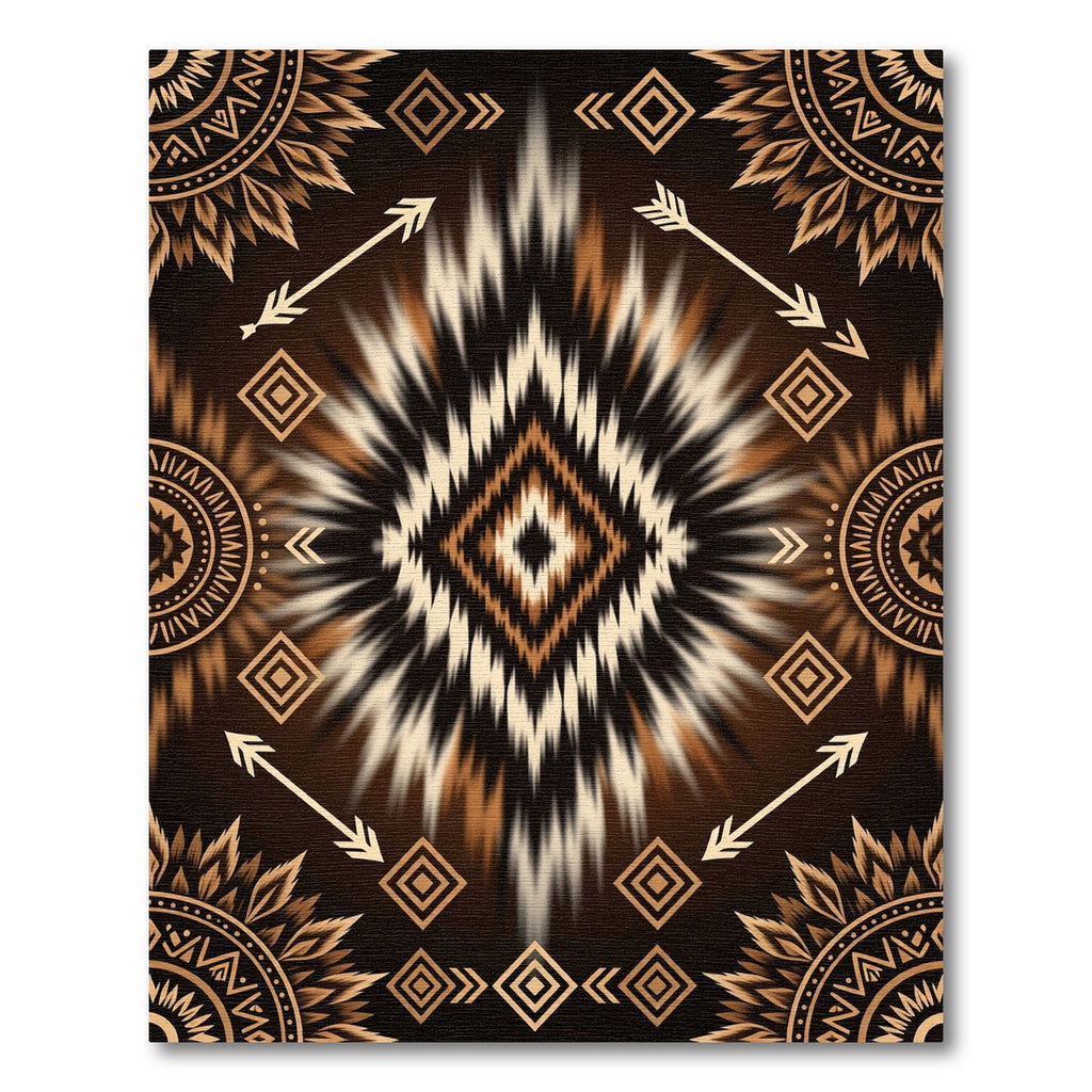 Earthy Tribal Diamond Gold Arrow Art Rug