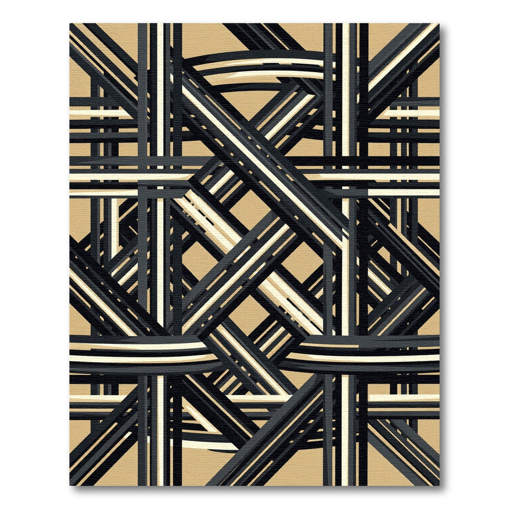 Modern Neutral Geometric Intersecting Line Rug