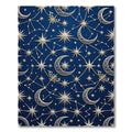 Celestial Navy Blue Golden Moon Star Rug