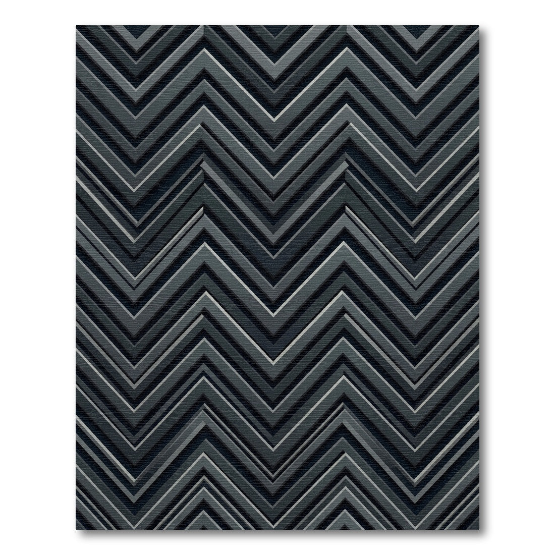 Sophisticated Charcoal Zigzag Chevron Texture Rug