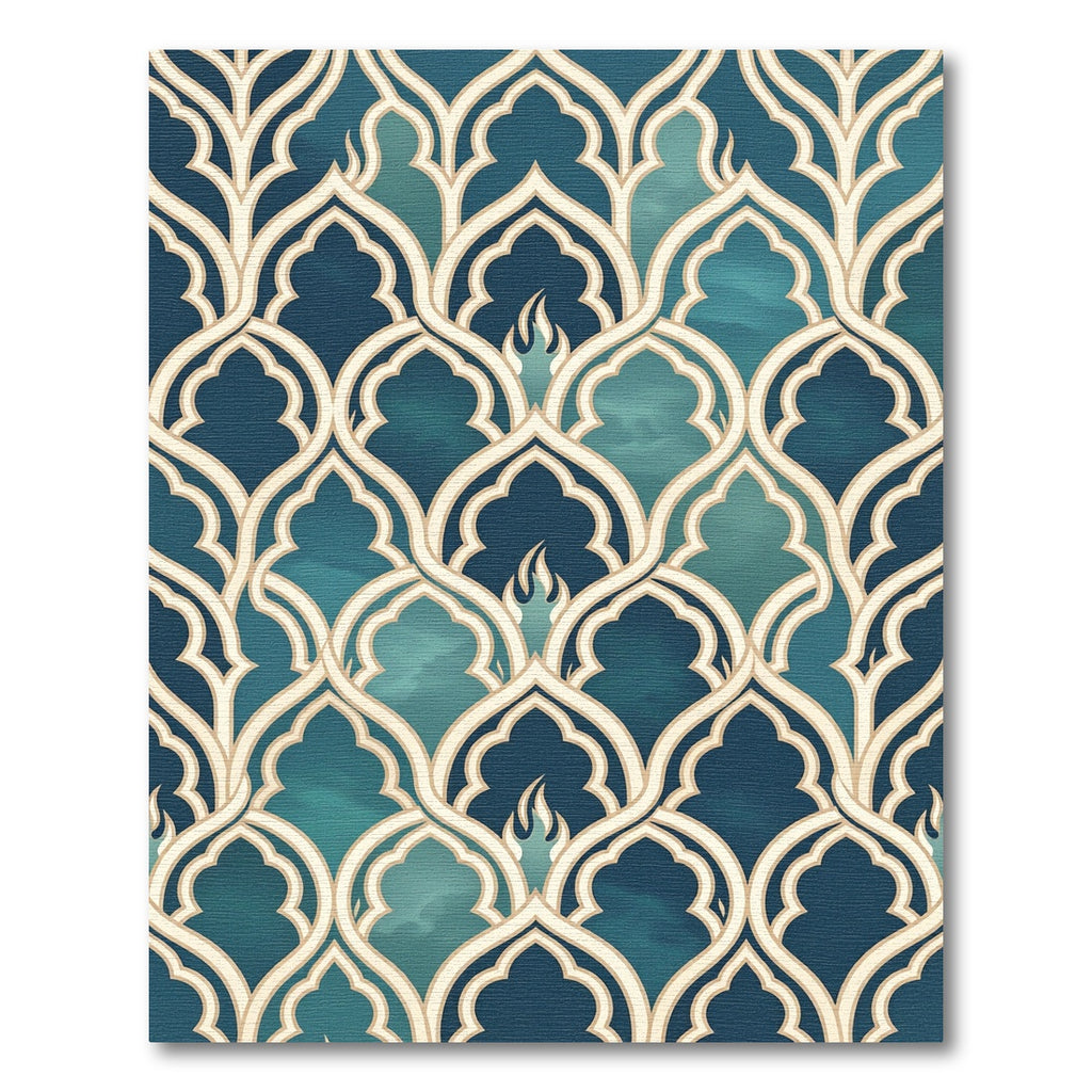 Teal Archway Lattice Interlocking Clouds Rug