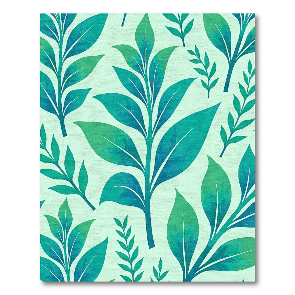 Teal Green Leafy Botanical Arrangement Rug