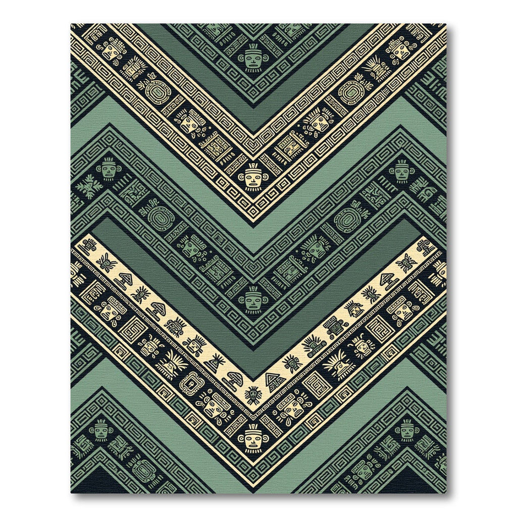Sage Green Ancient Geometric V-Shape Rug