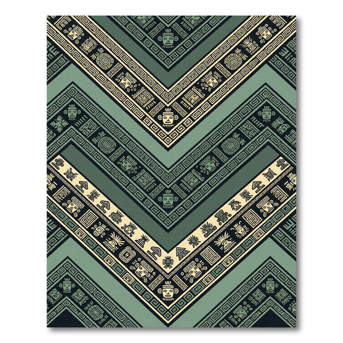 Sage Green Ancient Geometric V-Shape Rug
