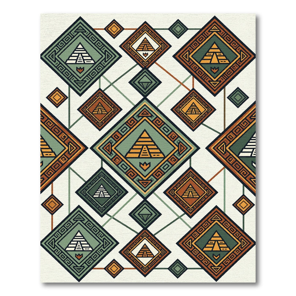 Tribal Earth Pyramid Geometric Medallion Rug