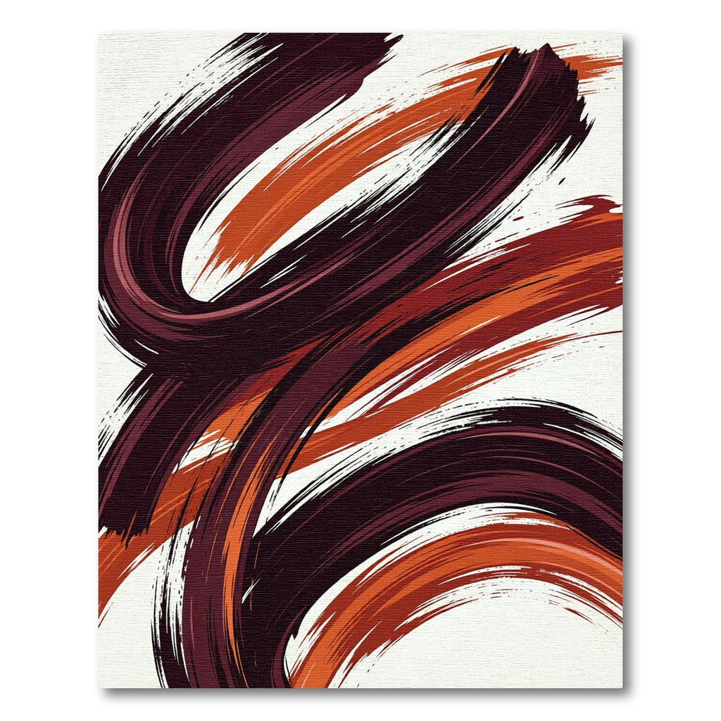 Modern Saffron and Burgundy Abstract Swirl Rug