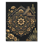 Golden Desert Cabin Floral Mandala Rug